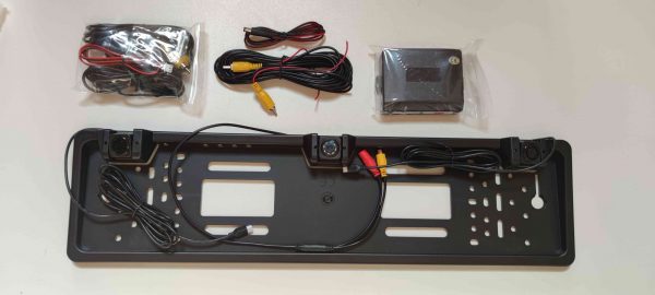 3in1 Car FRONT Camera with 2x Parking Sensors in Registration Plate Car Parking Assistant