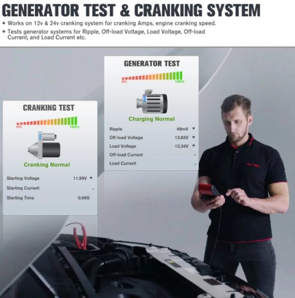 AUTEL MaxiBas BT608E Battery Tester & Diagnostic Scanner with Built-in Printer