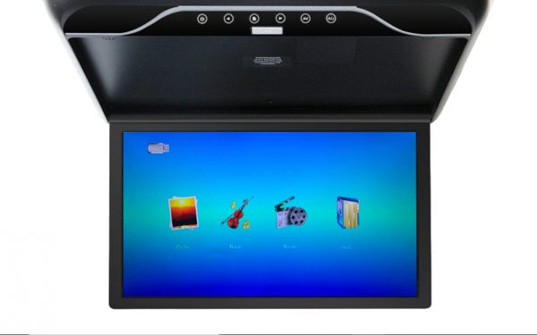 19'' 12V/24V MP5 Roof Monitor LCD Flip Down Screen Overhead Multimedia Video with HDMI / USB / SD Card CarRadio.ie