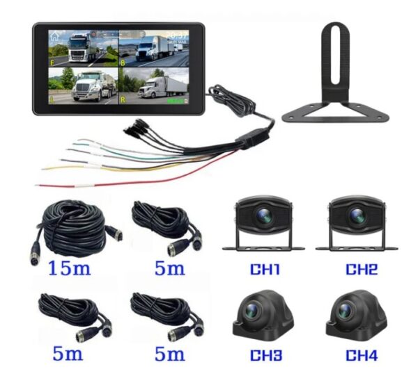 10.1 inch Touch Screen 4Channel 12/24V Monitor System with Night Vision Reverse Cameras CarRadio.ie