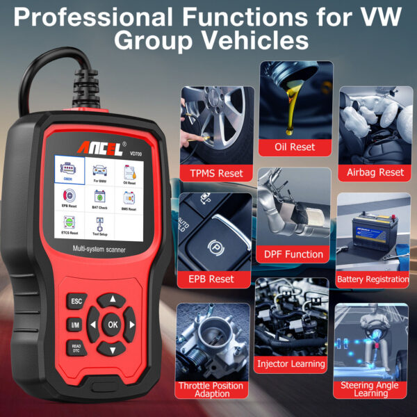 ANCEL VD700 - VAG VW AUDI SKODA OBD2 Car Diagnostic Tool All System OBD2 Scanner EPB OIL DPF CarRadio.ie