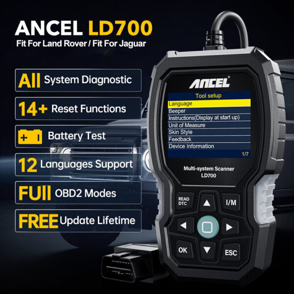 ANCEL LD700 - Land Rover Jaguar OBD2 All System Car Diagnostic Scanner Tool CarRadio.ie