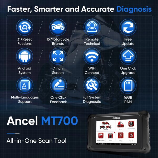 ANCEL MT700 - Motorcycle OBD2 Scanner All System Diagnostic Tool For Honda For KTM Carradio.ie