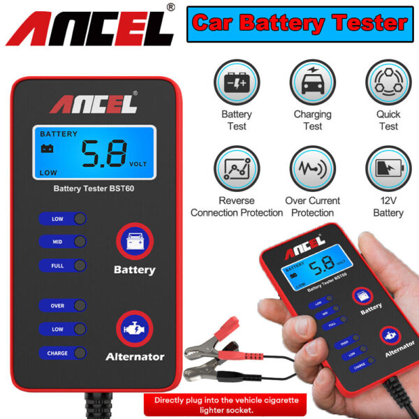 ANCEL BST60 -12V Car Van Boat Battery Tester Alternator Charge Voltage Diagnostic Tool CarRadio.ie