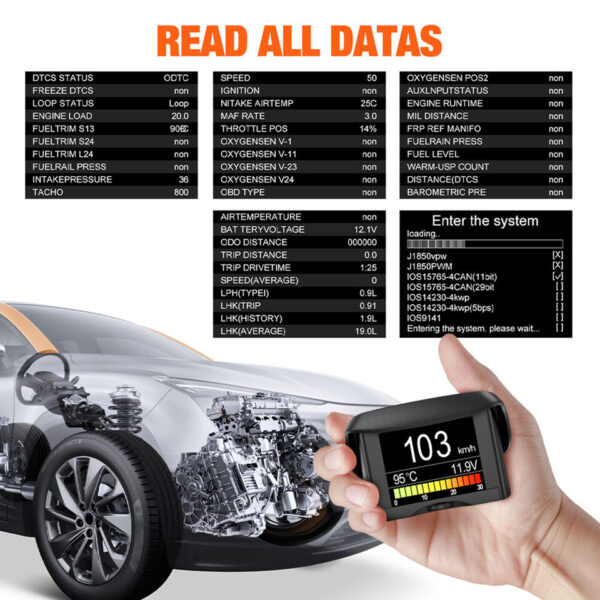 ANCEL A202 - OBDII Auto Head-Up Display Warning Windshield Security Alarm System CarRadio.ie