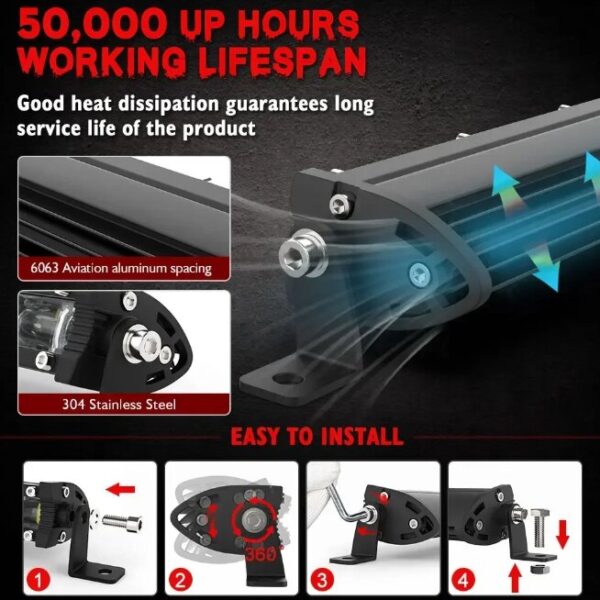 8inch LED 60W Ultra Slim Combo Light Bar Driving Work Lamp CarRadio.ie