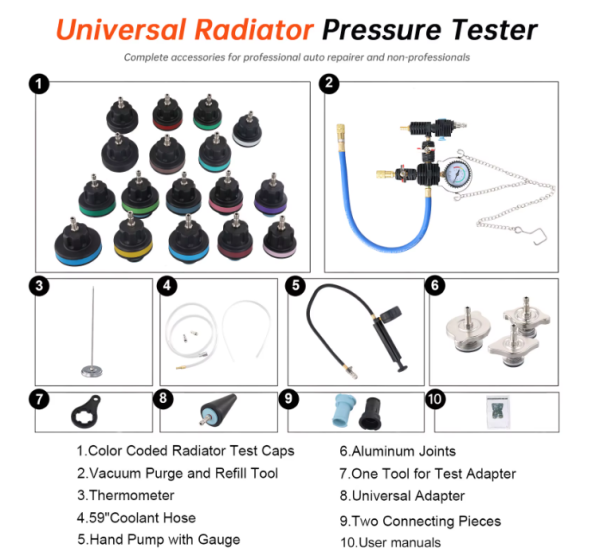 28-pcs Cooling System Leak Test and Pneumatic Purge Fill Set