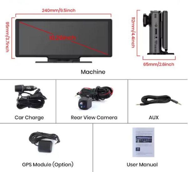 with Dash Cam & Rearview Camera with Wifi GPS BT FM Transmitter USB Parking Asisstant CarRadio.ie